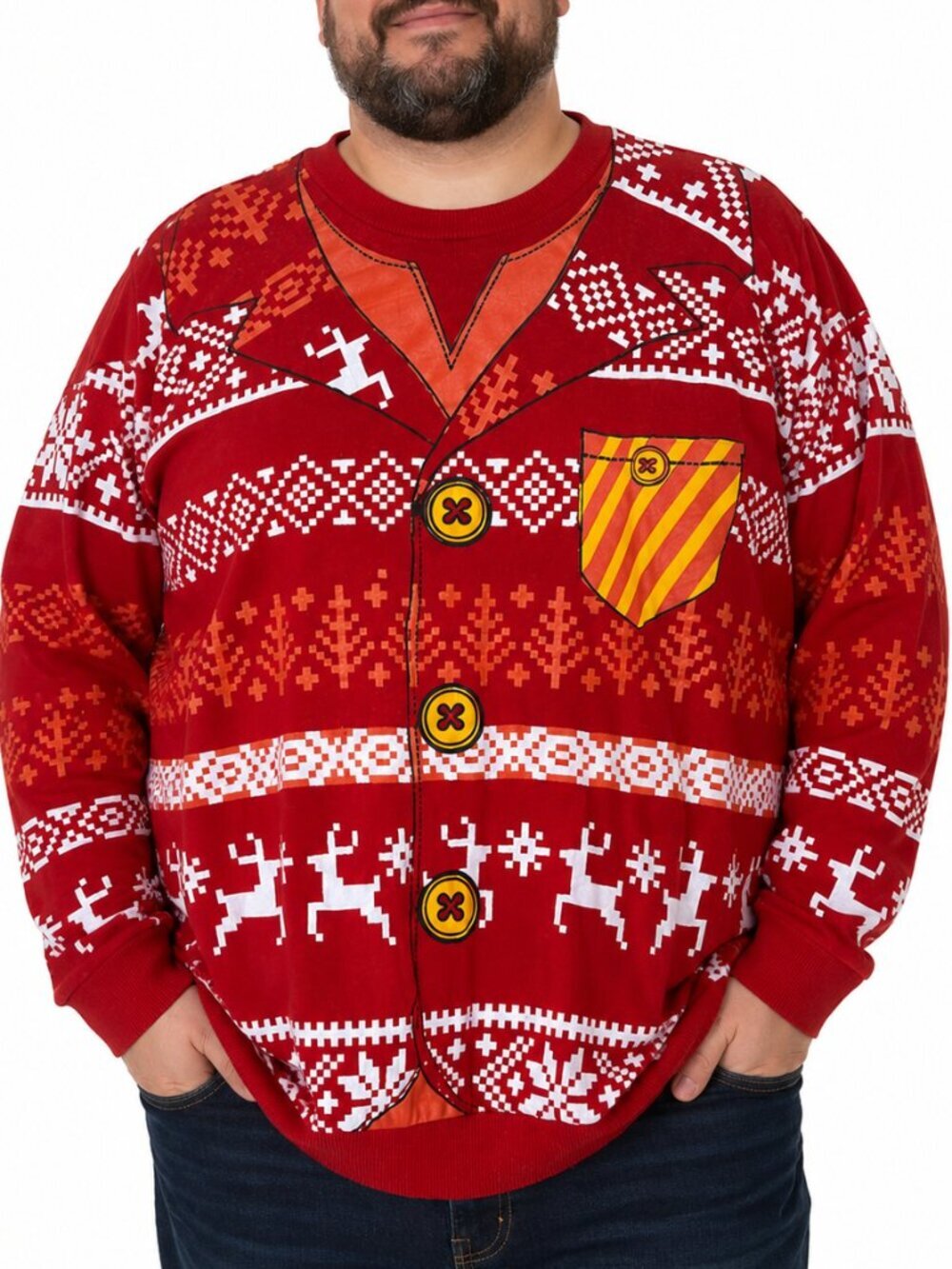 Harry Potter Quidditch Ugly Christmas Fleece Sweatshirt Men's 3XL Red Holiday